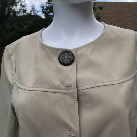 Vintage Elie Tahari Beige  SilkCrop Swing Blazer SzM - Picture 2 of 8